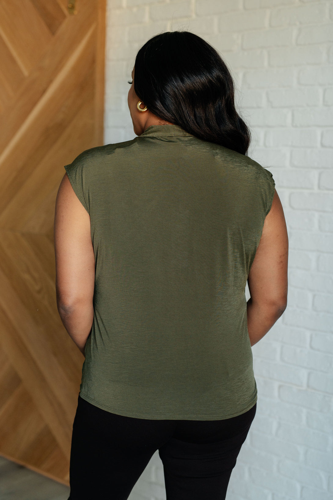 Classic Surplice Front Top in Olive - Lavish Fix