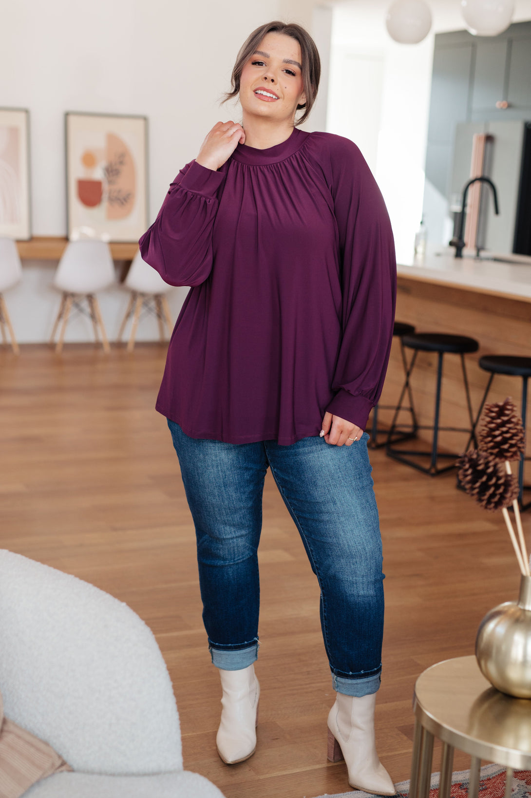 Closing Time Mock Neck Blouse - Lavish Fix