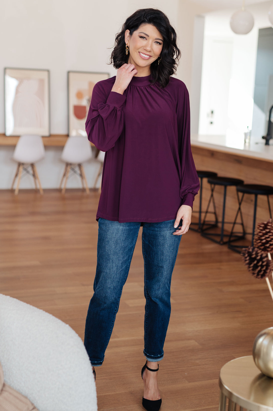 Closing Time Mock Neck Blouse - Lavish Fix