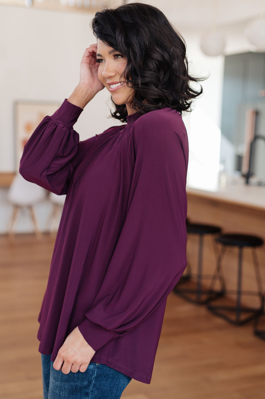 Closing Time Mock Neck Blouse - Lavish Fix