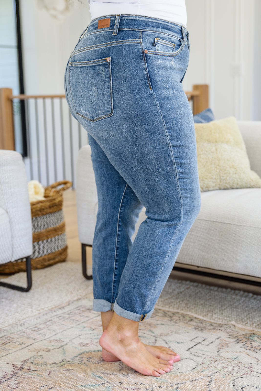 Corey Hi Rise Bleach Splash Boyfriend Jeans - Lavish Fix