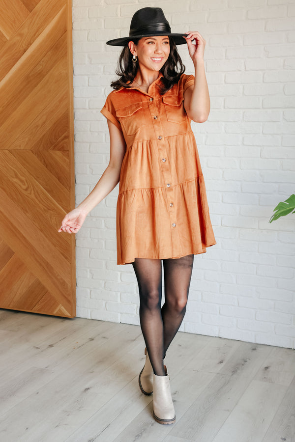 Don't Hang Up Faux Suede Shirt Dress - Lavish Fix