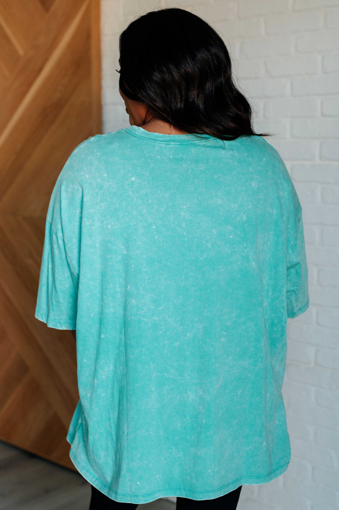 Don't Mind Me Mineral Wash Drop Shoulder Tee in Turquoise - Lavish Fix