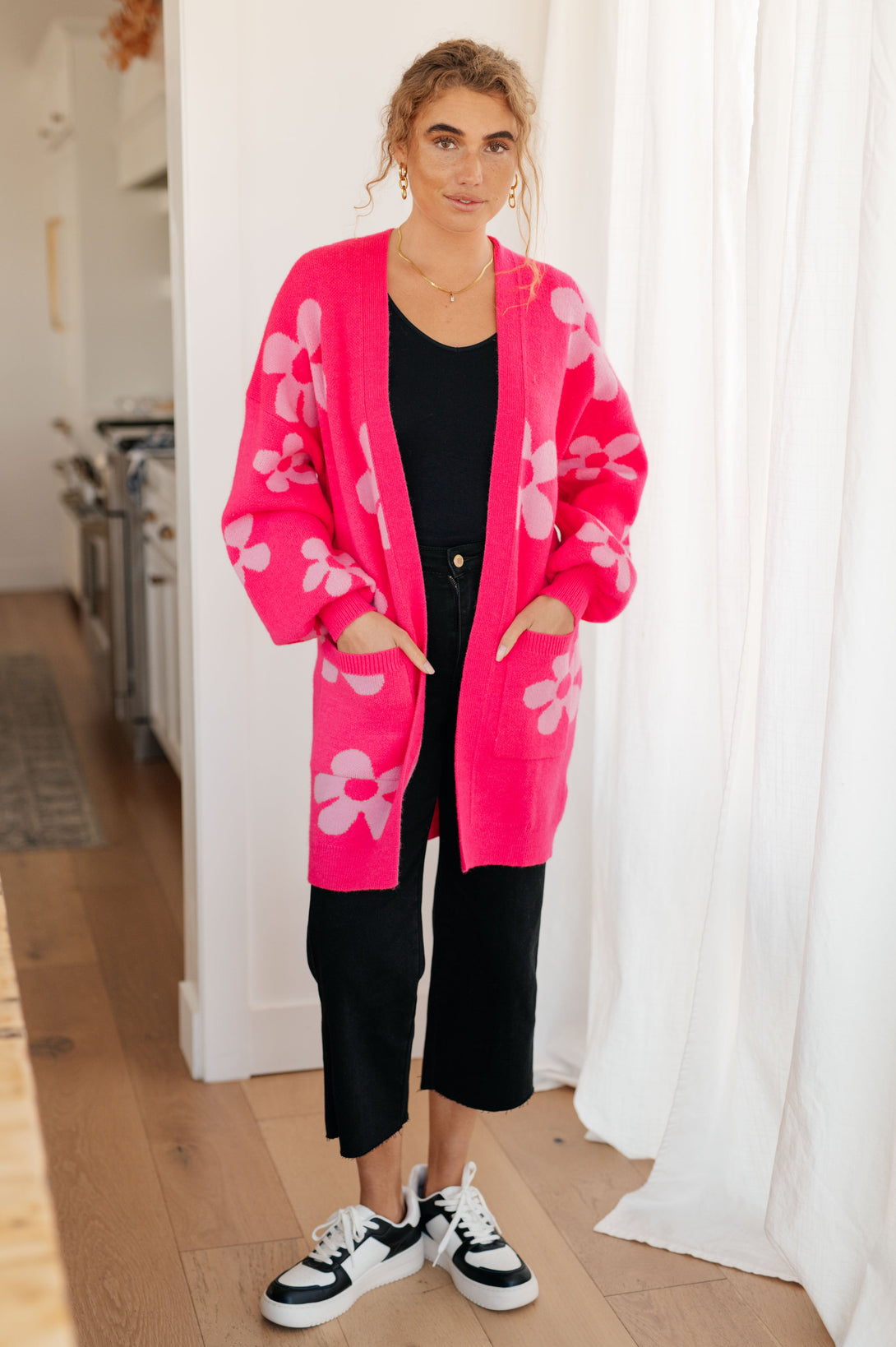 Enough Anyways Floral Cardigan in Pink - Lavish Fix