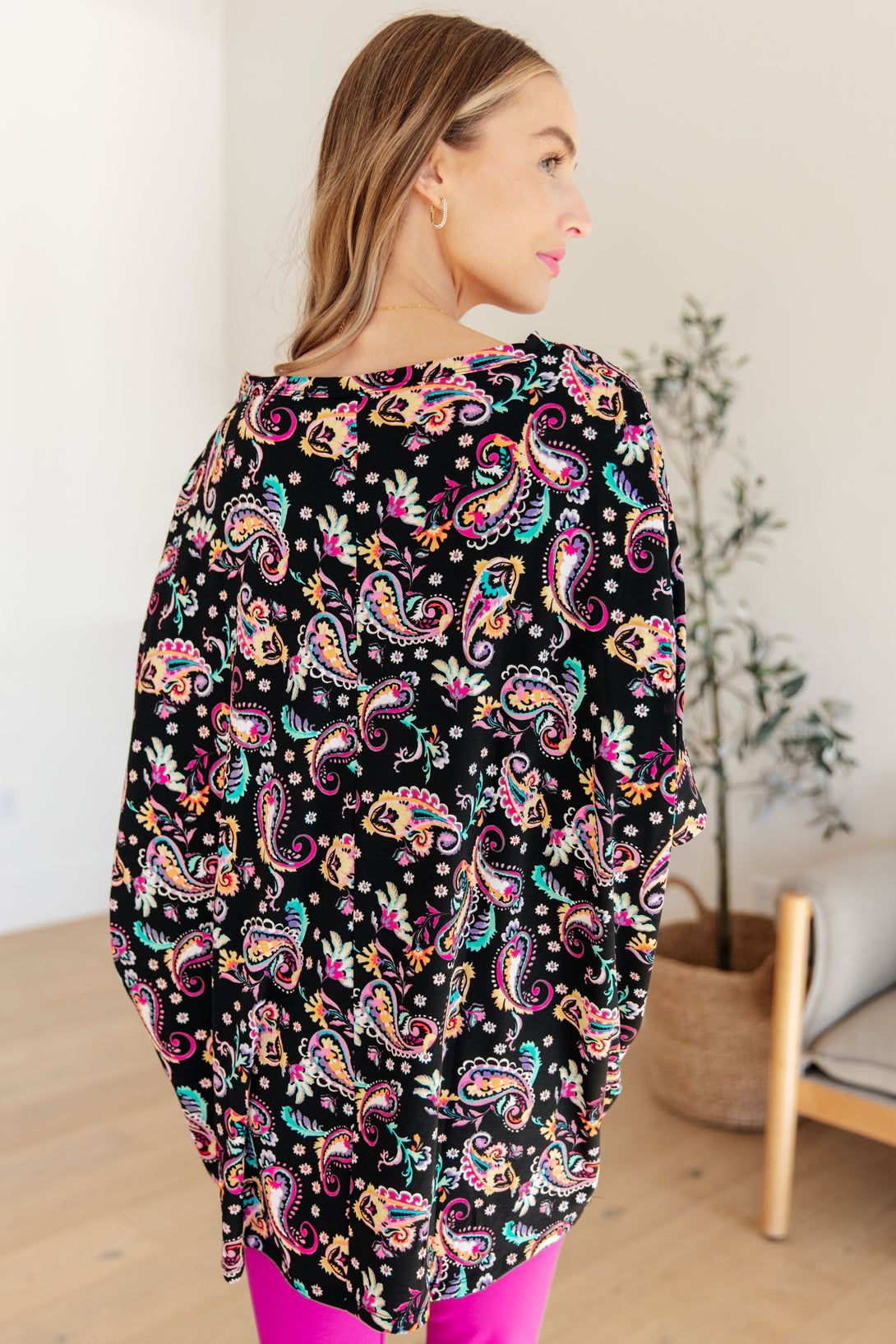 Essential Blouse in Black and Pink Paisley - Lavish Fix