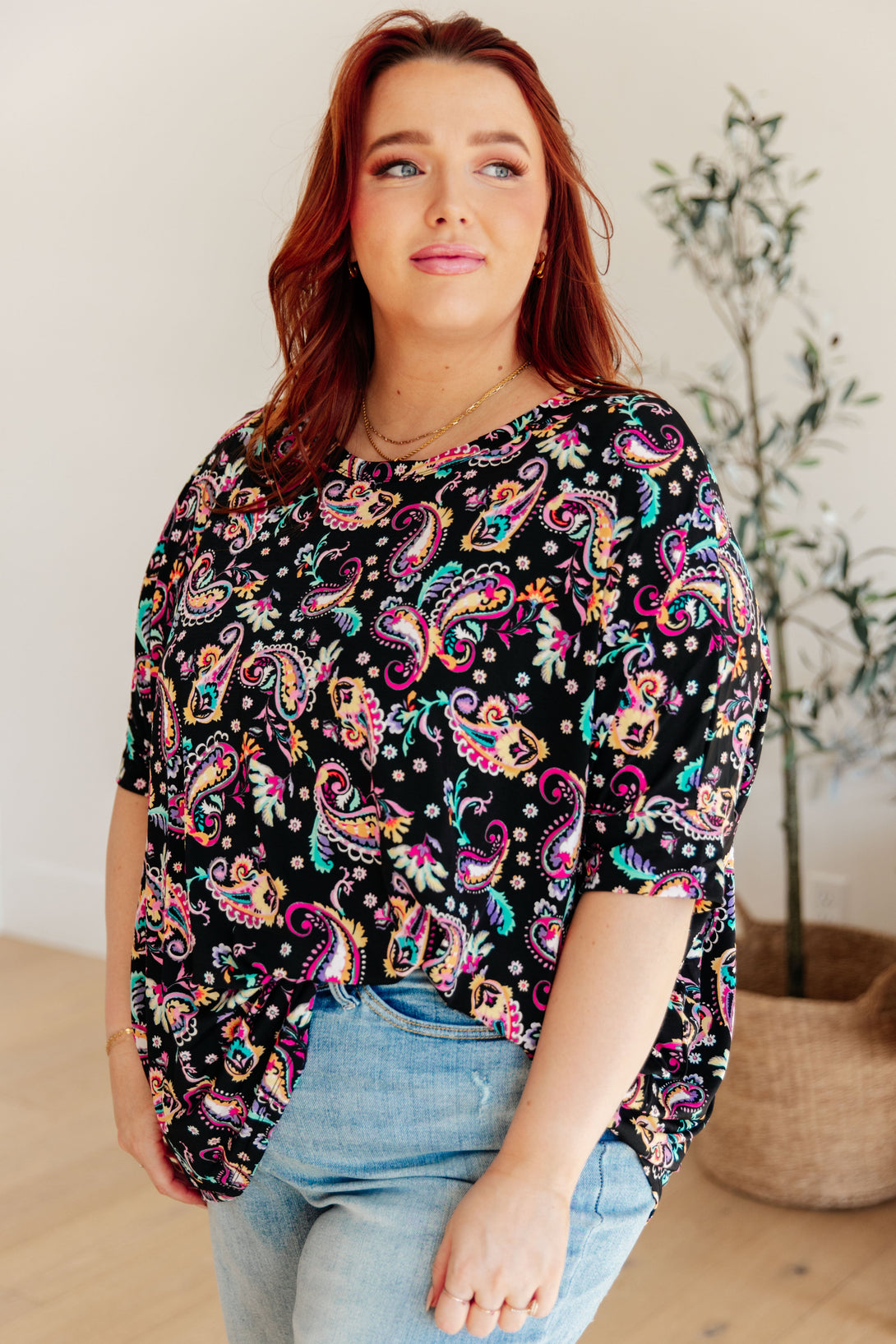 Essential Blouse in Black and Pink Paisley - Lavish Fix