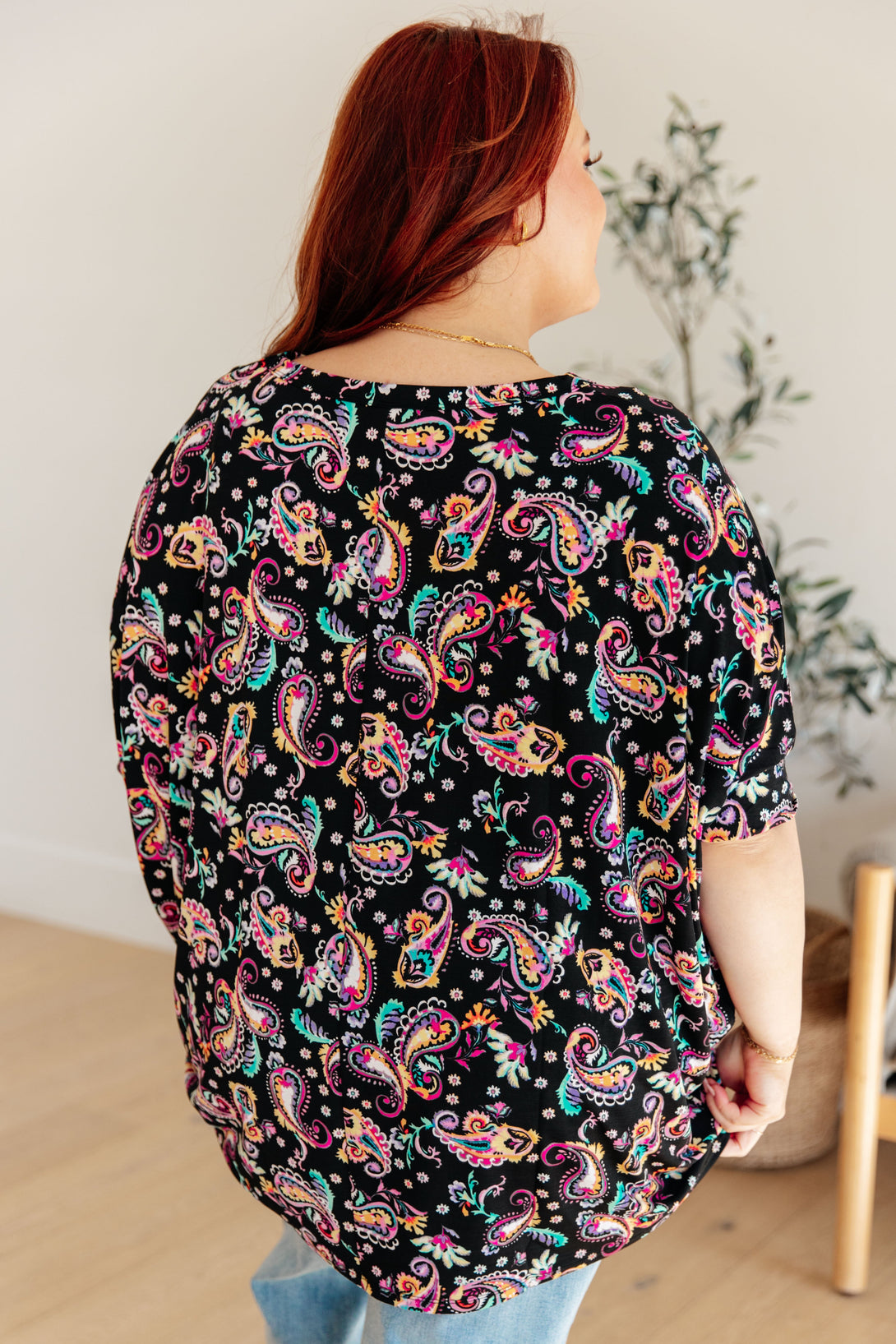 Essential Blouse in Black and Pink Paisley - Lavish Fix