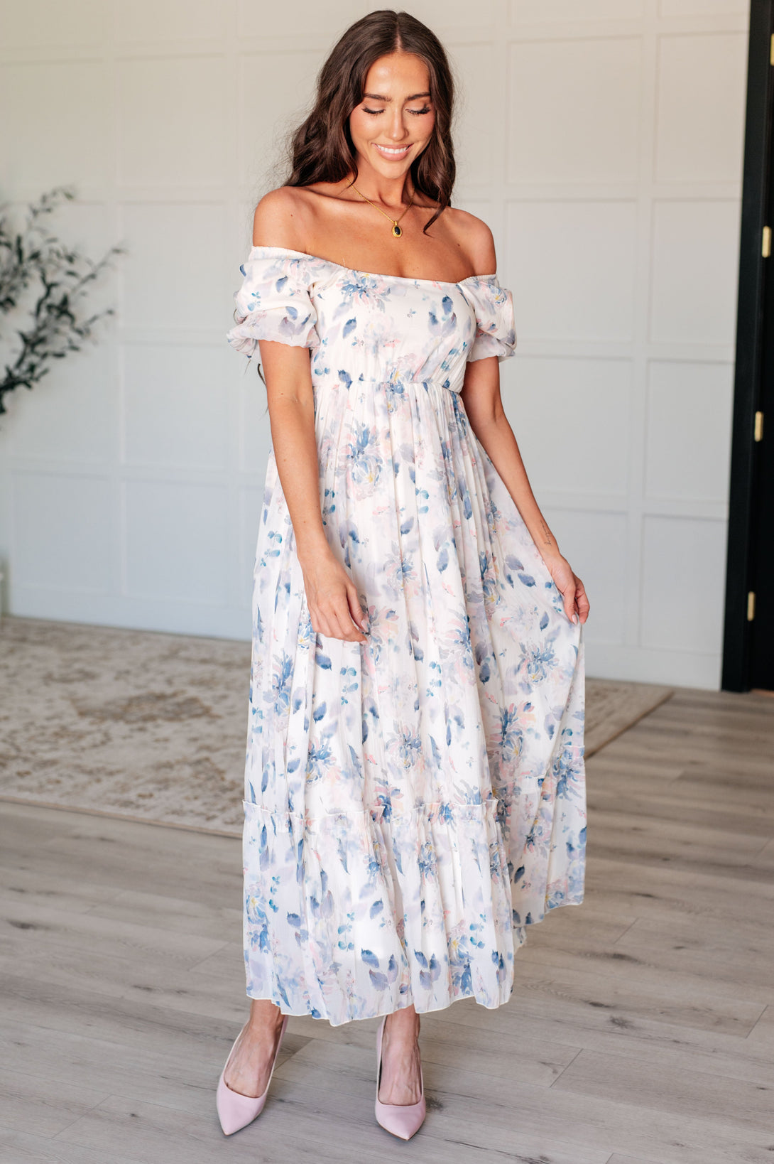 Gentle Yet Strong Balloon Sleeve Floral Dress - Lavish Fix