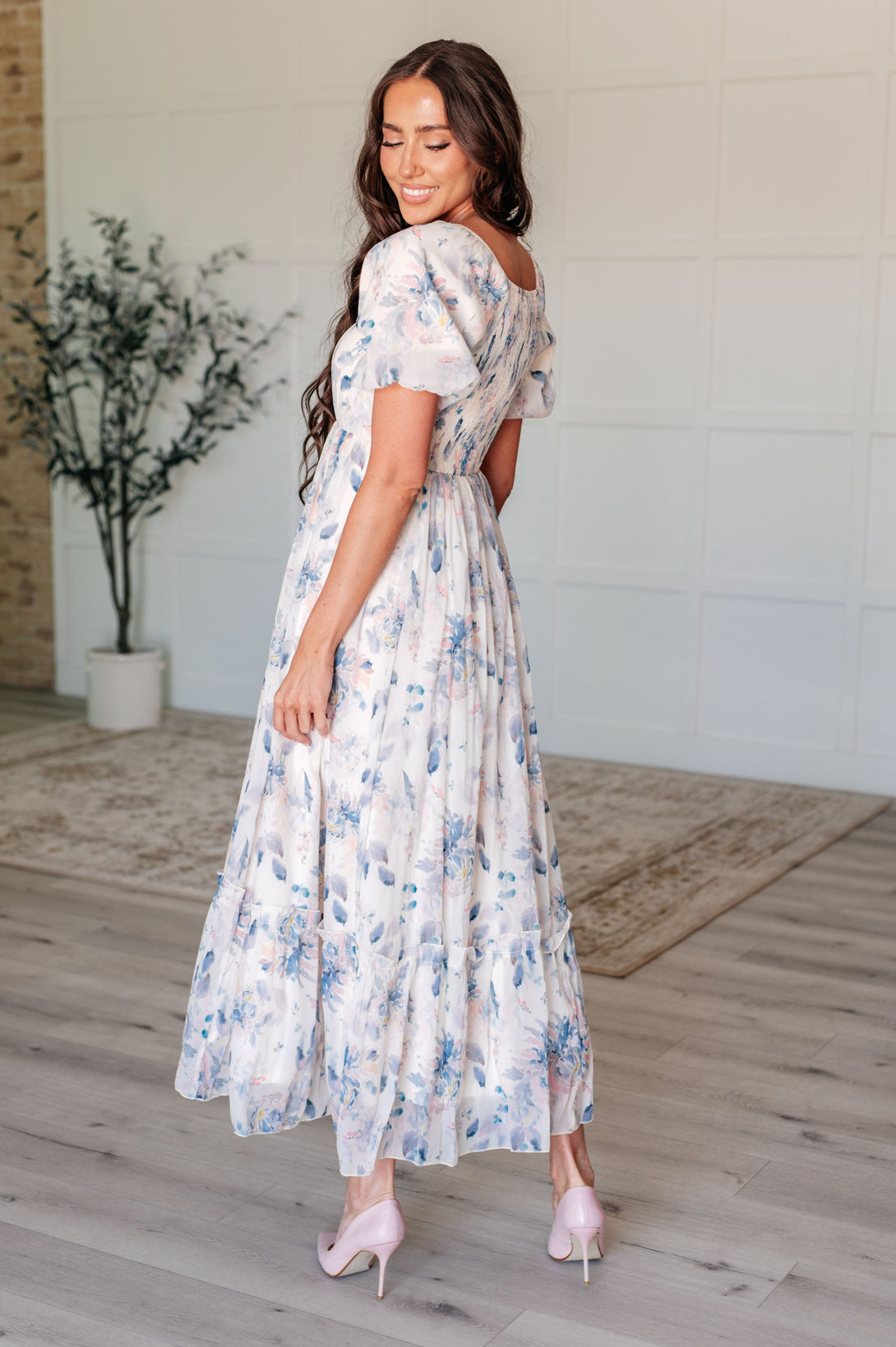 Gentle Yet Strong Balloon Sleeve Floral Dress - Lavish Fix