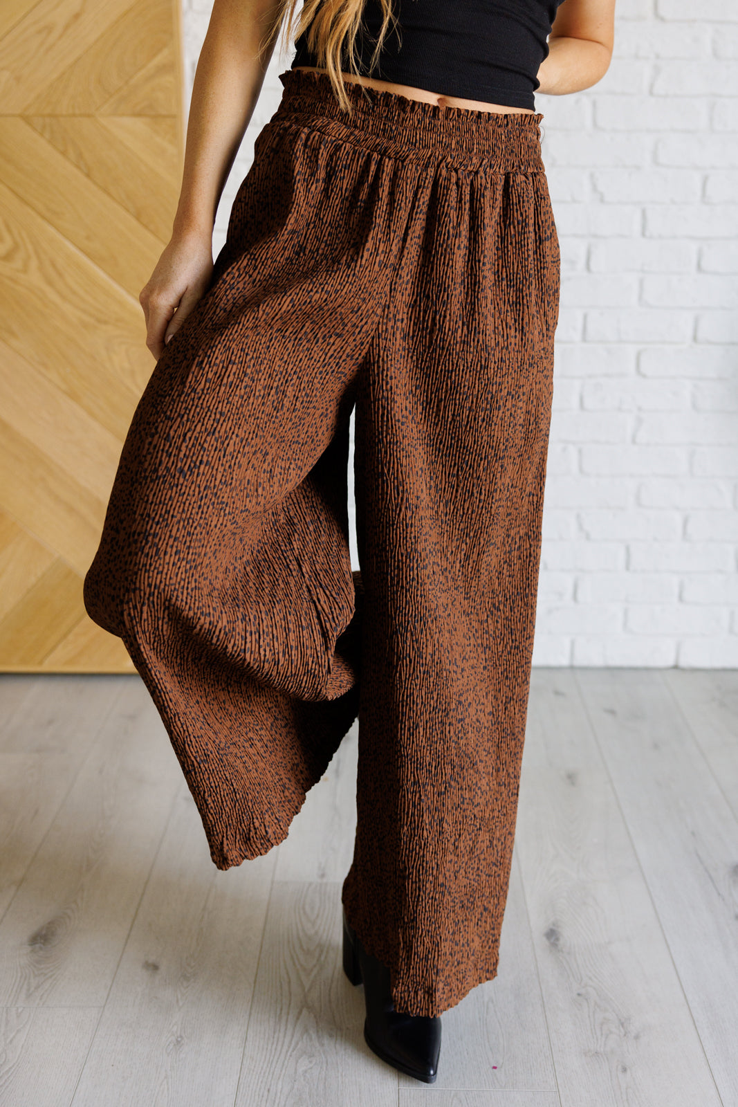 Harmony High Rise Wide Leg Pants in Brown - Lavish Fix