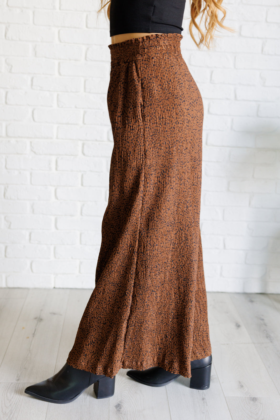 Harmony High Rise Wide Leg Pants in Brown - Lavish Fix