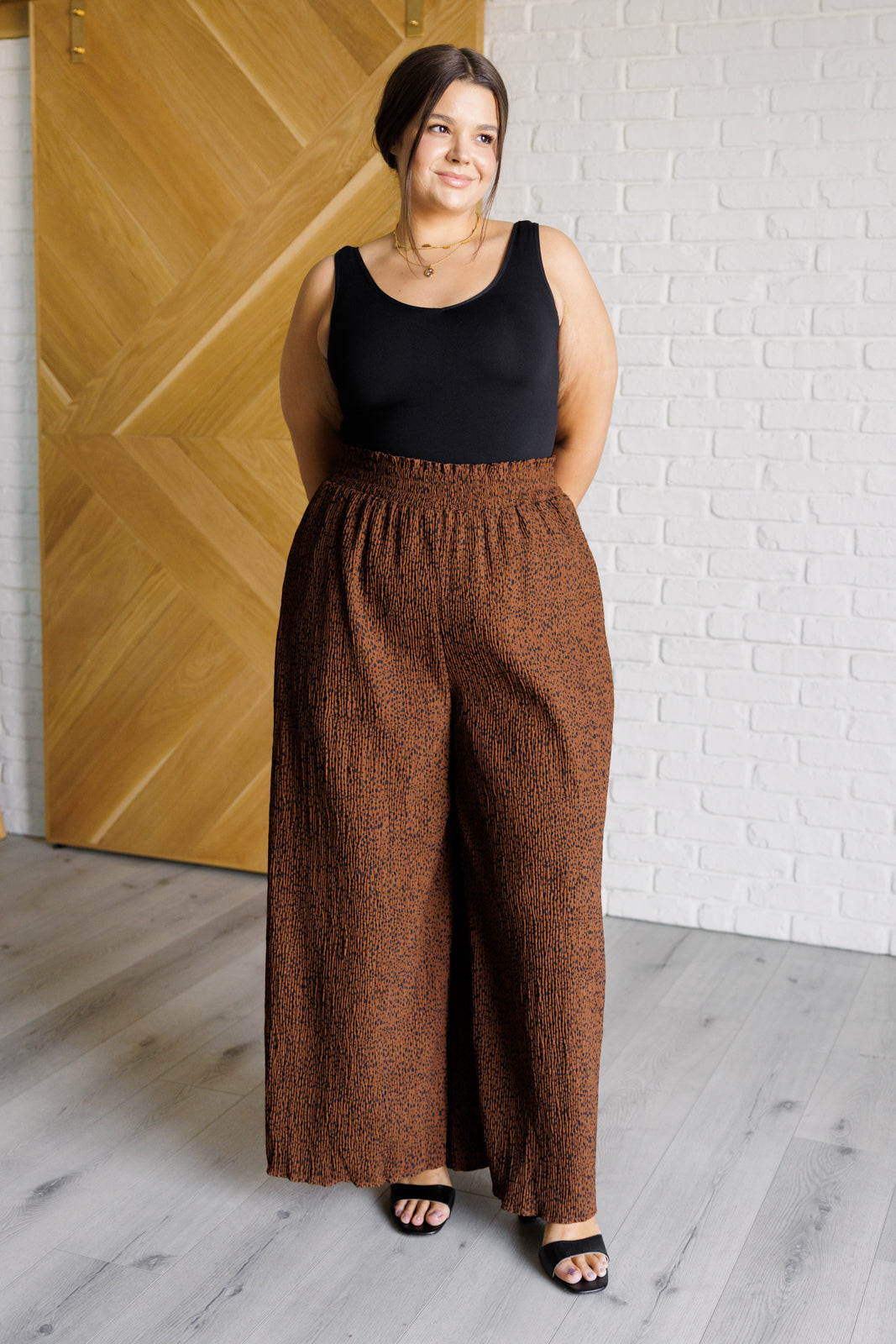 Harmony High Rise Wide Leg Pants in Brown - Lavish Fix