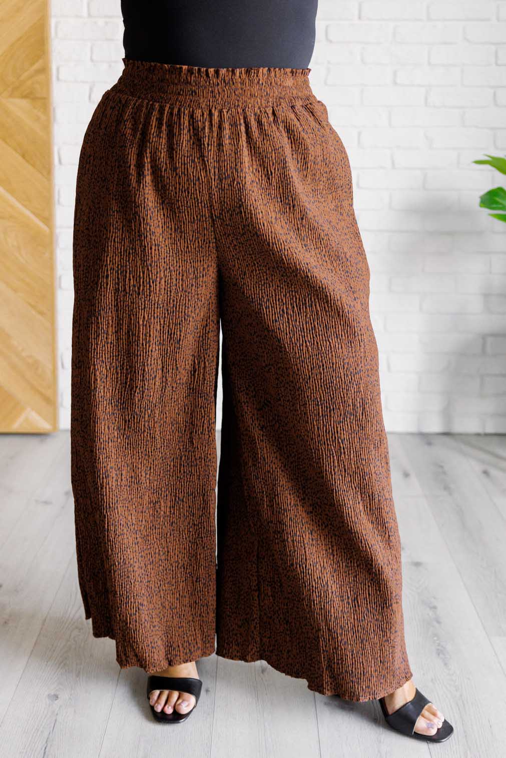 Harmony High Rise Wide Leg Pants in Brown - Lavish Fix