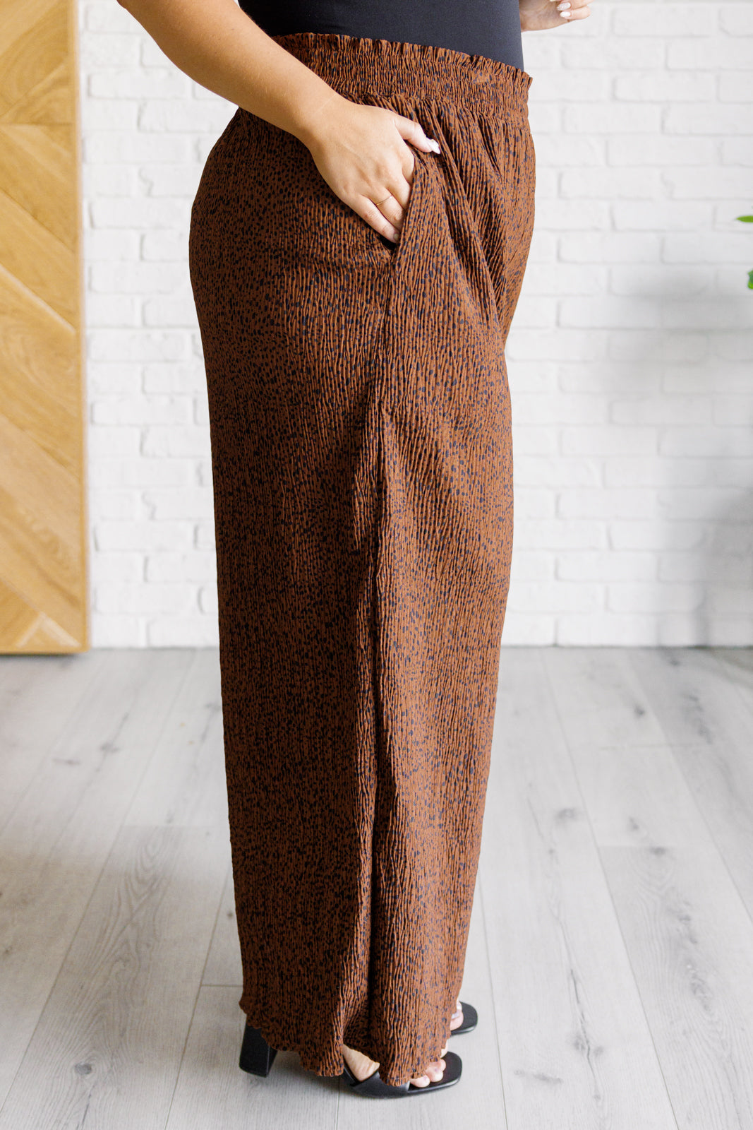 Harmony High Rise Wide Leg Pants in Brown - Lavish Fix