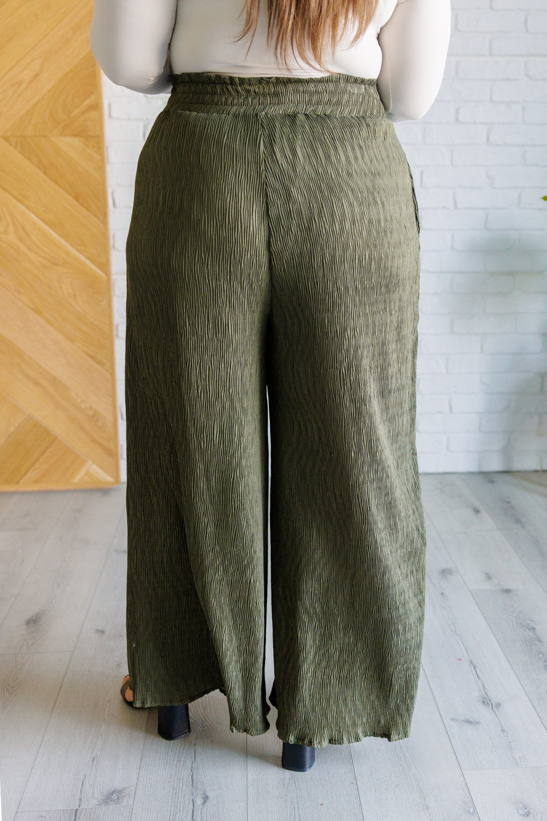 Harmony High Rise Wide Pants in Olive - Lavish Fix