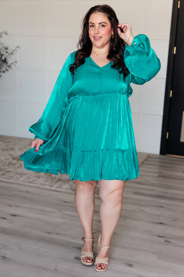 Head Held High V-Neck Balloon Sleeve Dress - Lavish Fix