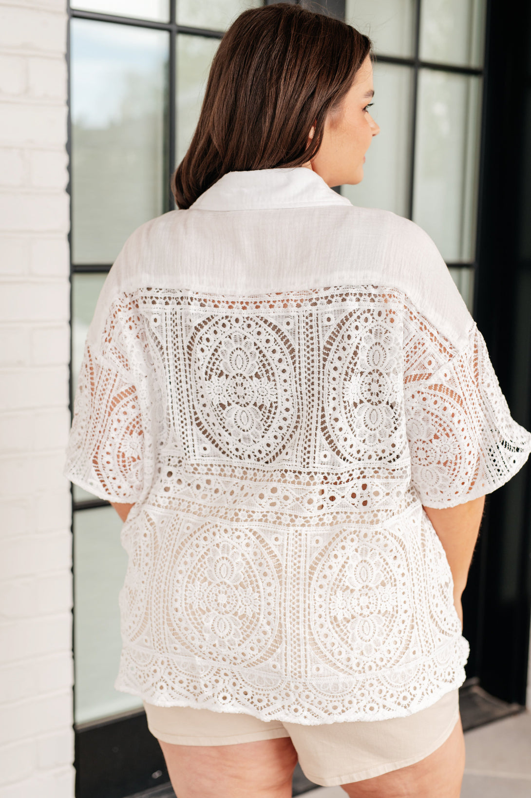 Head in the Clouds Lace Button Down - Lavish Fix