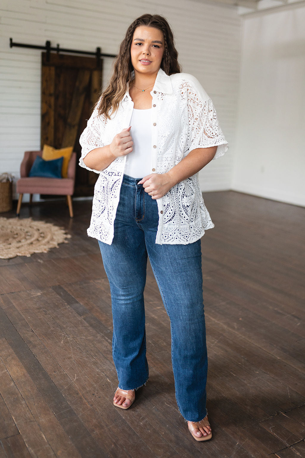 Head in the Clouds Lace Button Down - Lavish Fix