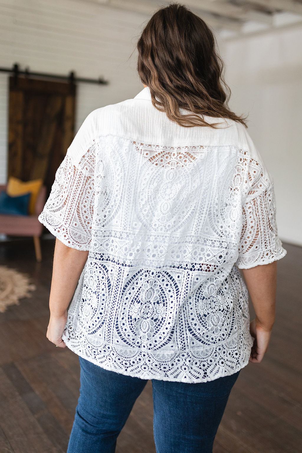 Head in the Clouds Lace Button Down - Lavish Fix