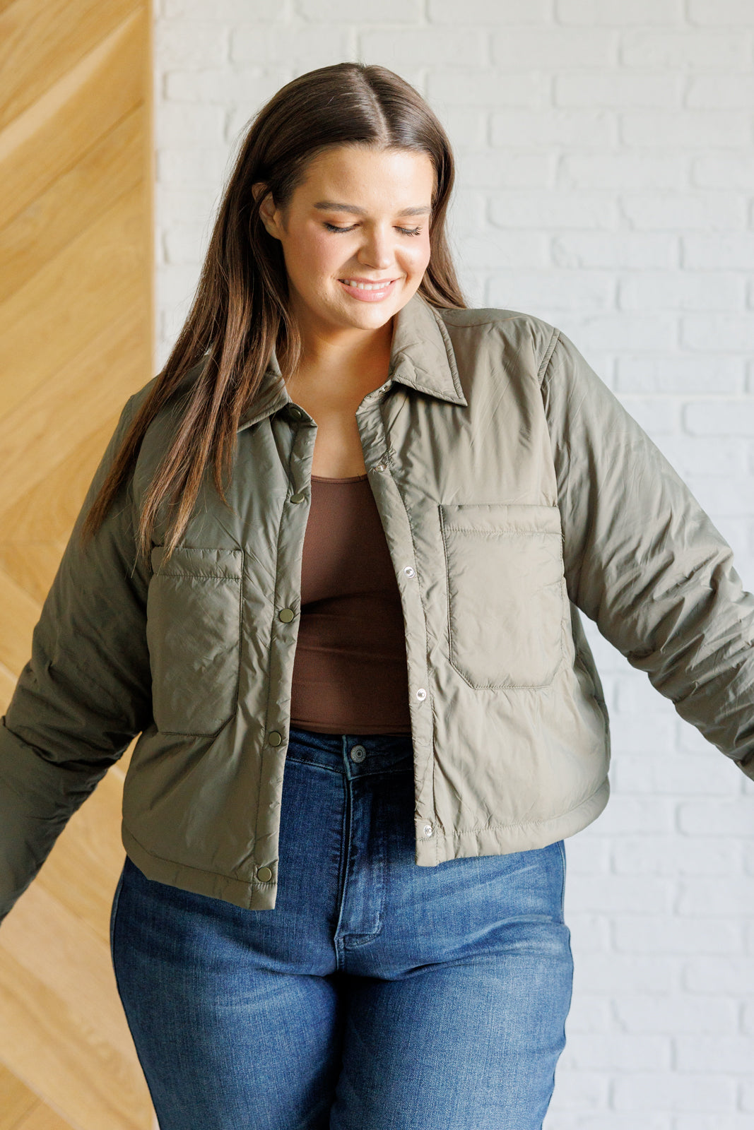 Hear Me Out Lightweight Puffer Jacket in Olive - Lavish Fix