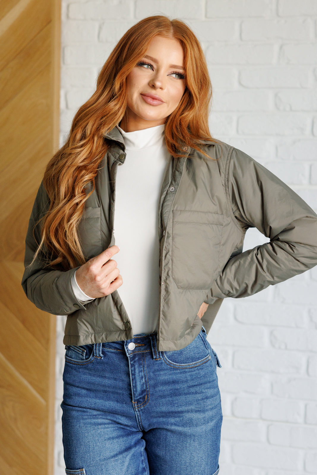 Hear Me Out Lightweight Puffer Jacket in Olive - Lavish Fix