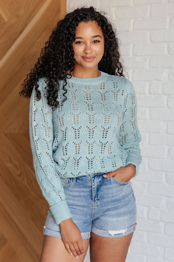 Hole In One Sheer Pointelle Knit Sweater - Lavish Fix