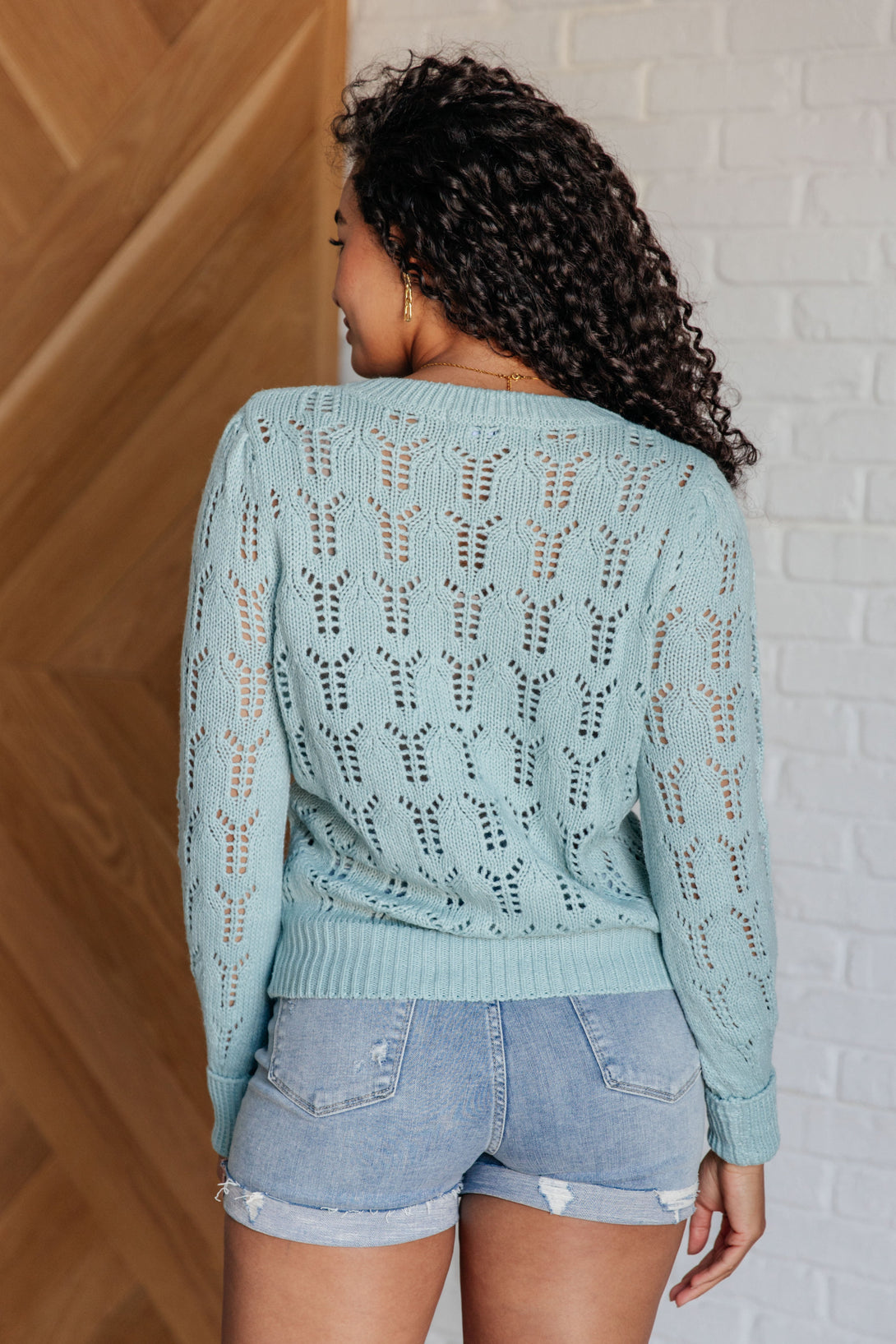 Hole In One Sheer Pointelle Knit Sweater - Lavish Fix