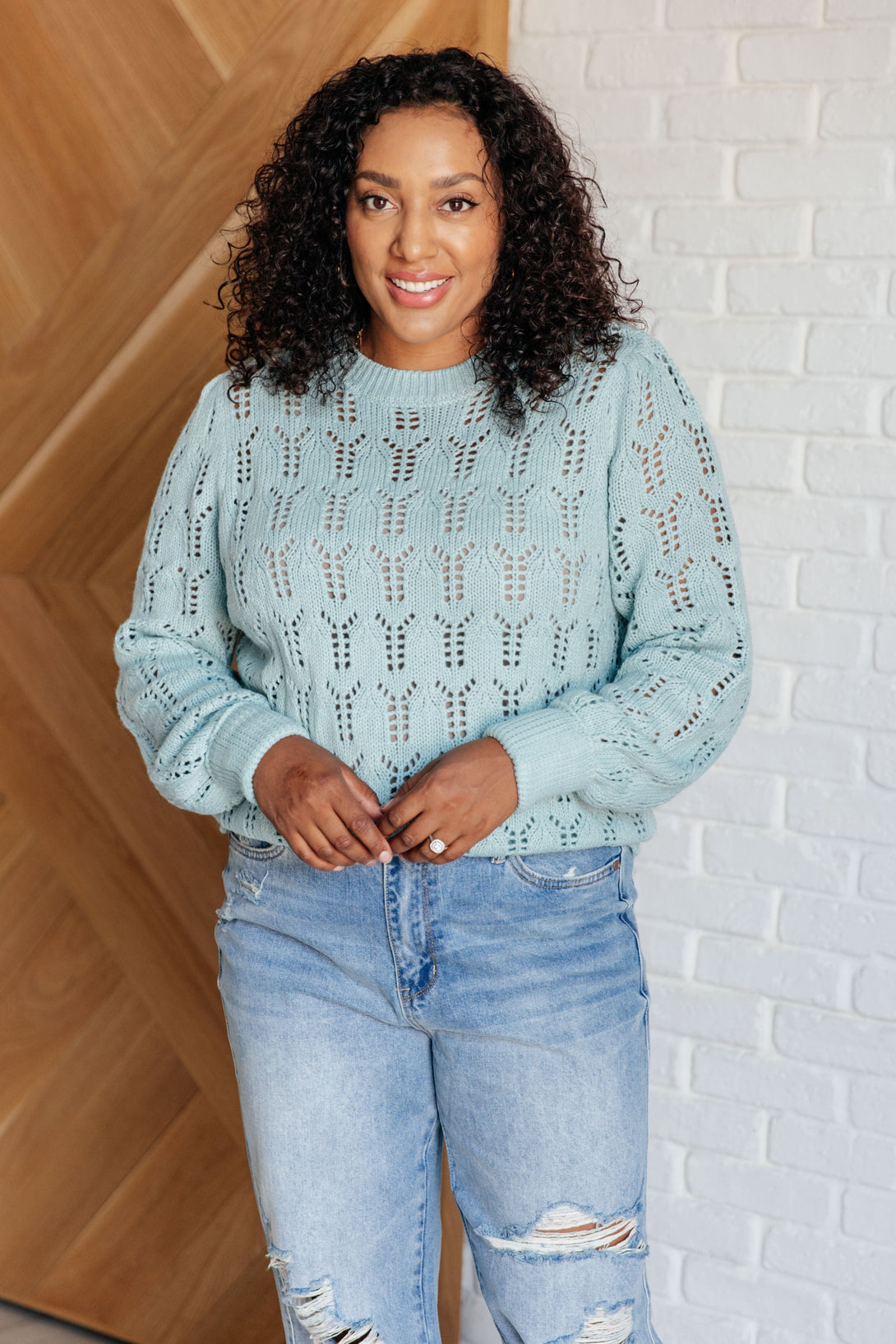 Hole In One Sheer Pointelle Knit Sweater - Lavish Fix