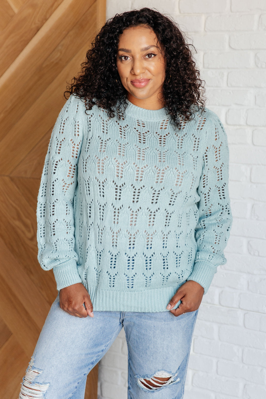 Hole In One Sheer Pointelle Knit Sweater - Lavish Fix