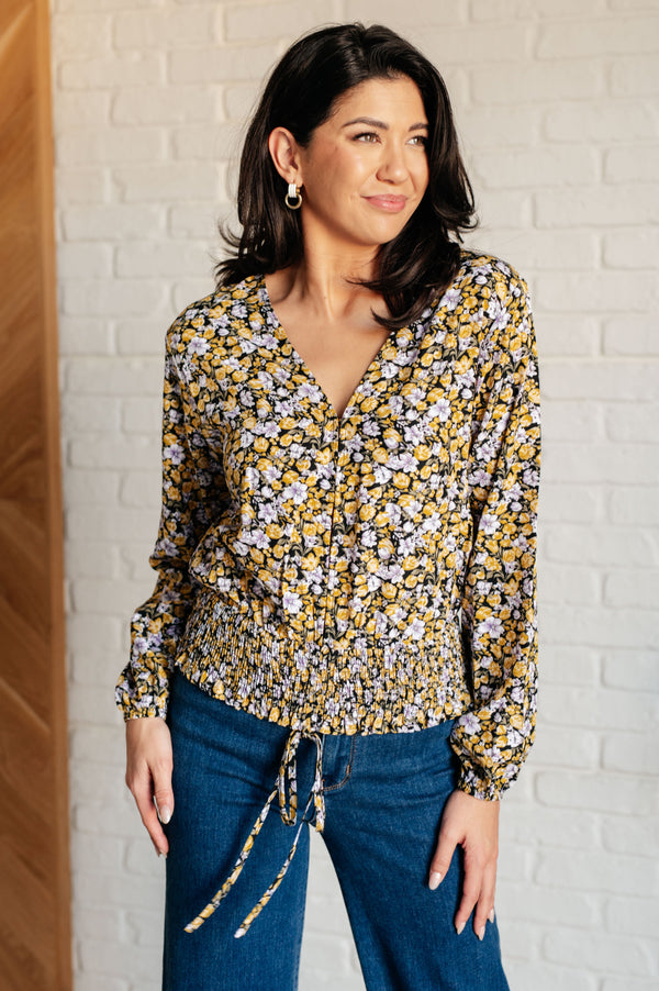 Honey Honey Floral Smocked Blouse in Black - Lavish Fix