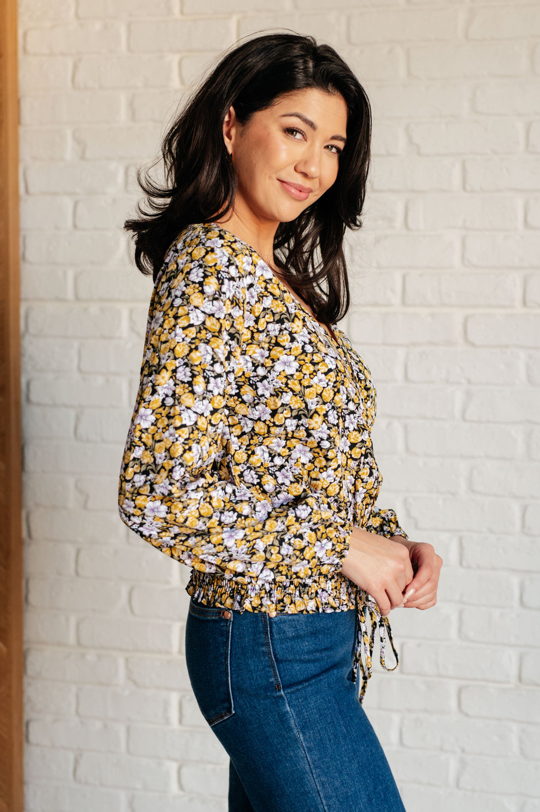 Honey Honey Floral Smocked Blouse in Black - Lavish Fix