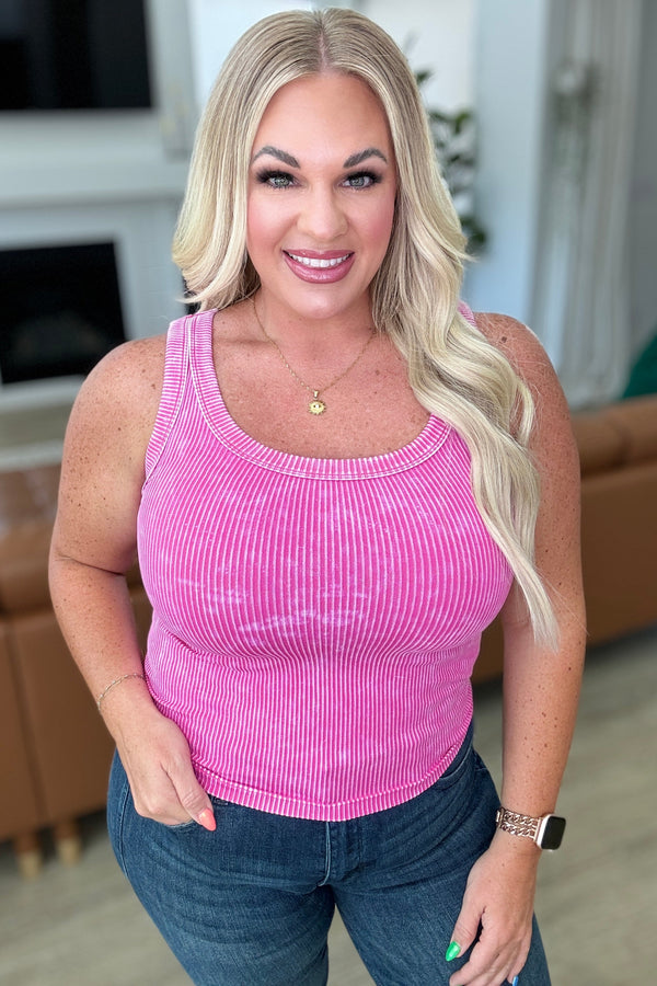 Go the Distance Ribbed Tank in Hot Pink - Lavish Fix