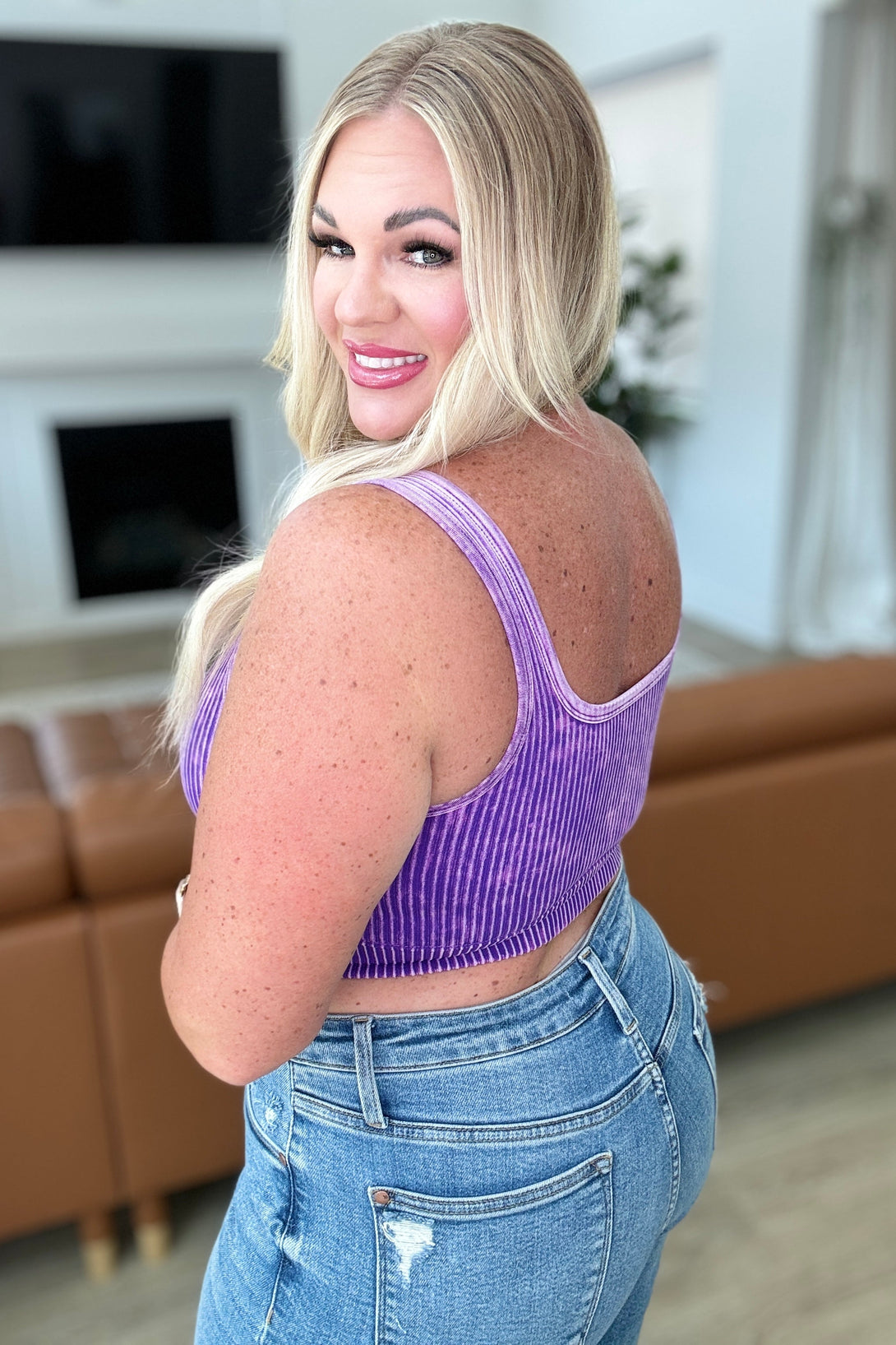 When and Where Reversible Ribbed Cropped Tank in Purple - Lavish Fix