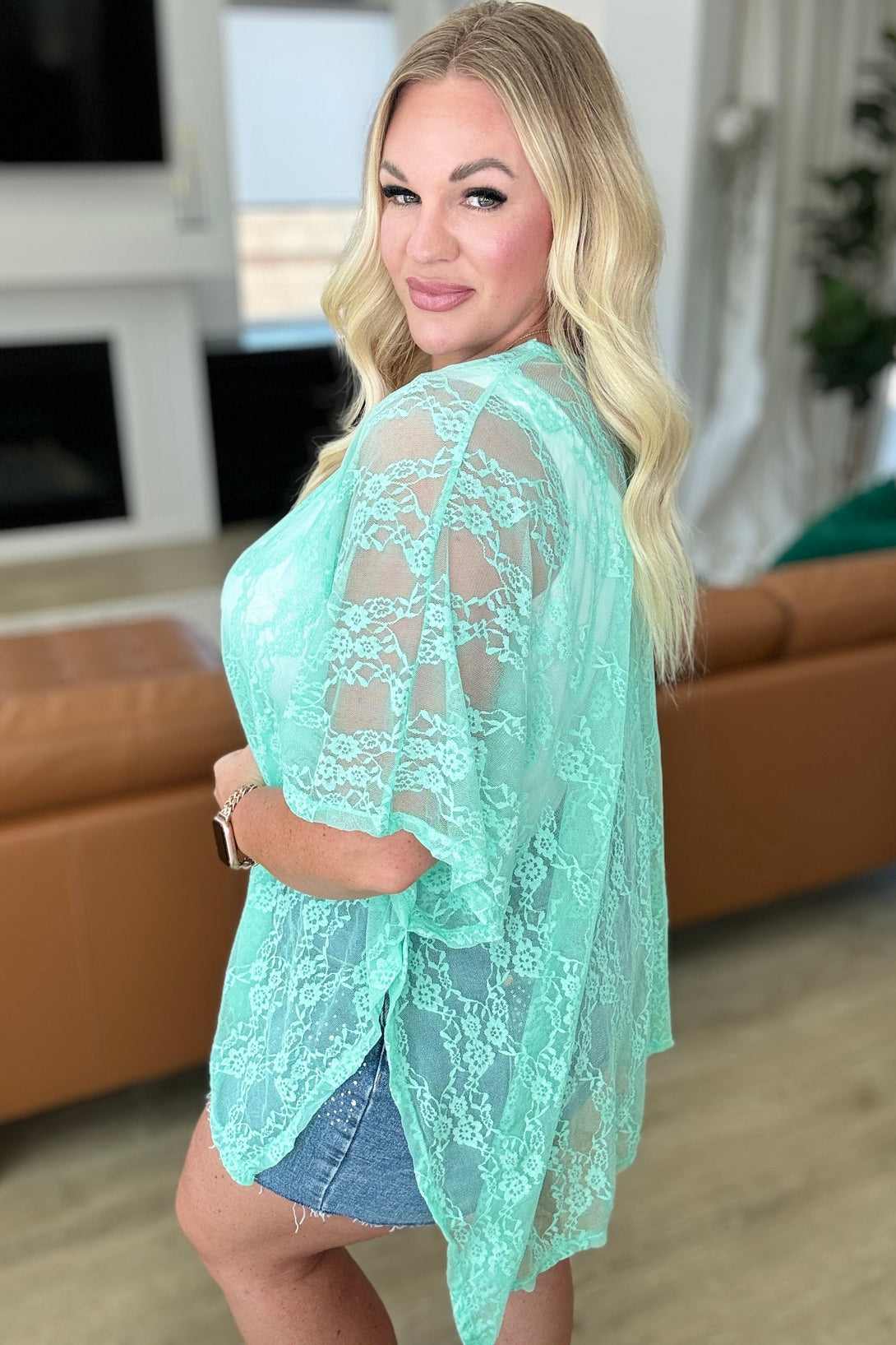 Good Days Ahead Lace Kimono In Mint - Lavish Fix