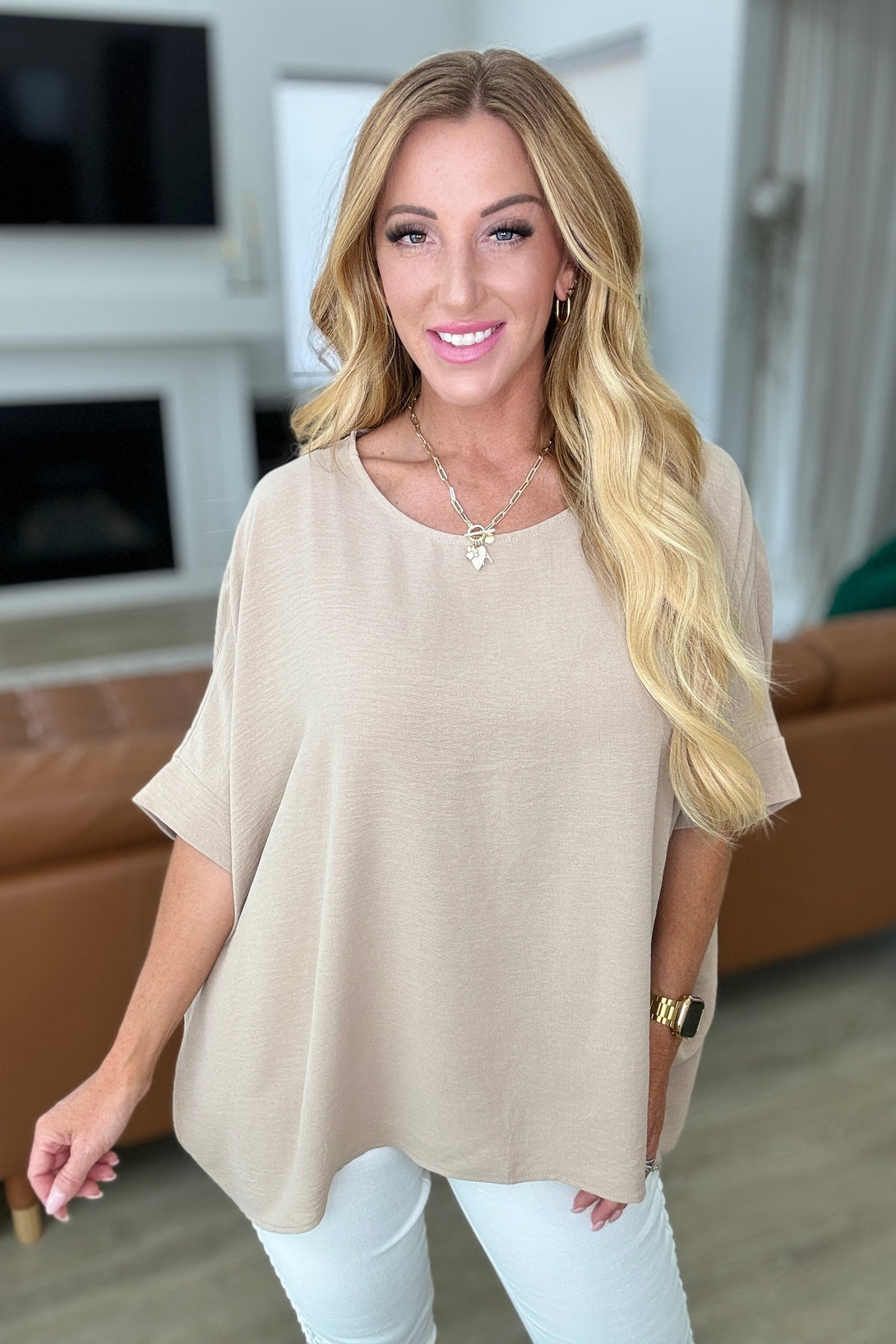 Feels Like Me Dolman Sleeve Top in Taupe - Lavish Fix