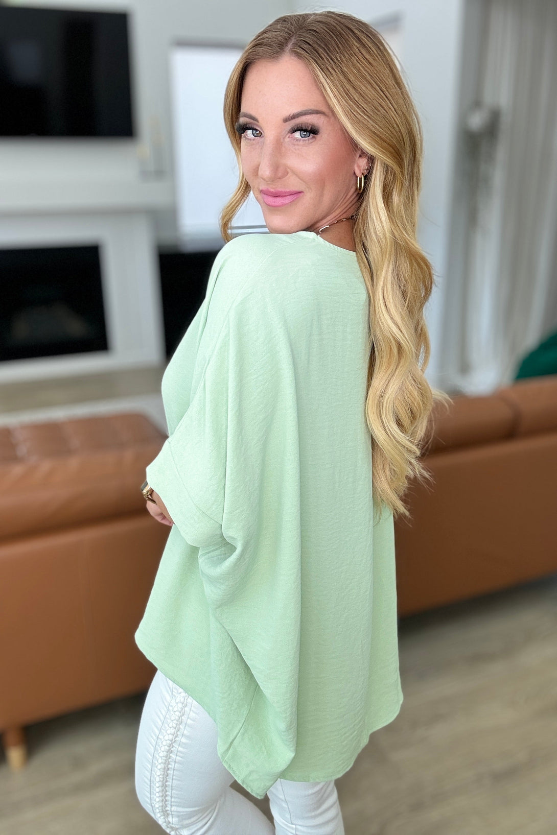 Feels Like Me Dolman Sleeve Top in Sage - Lavish Fix