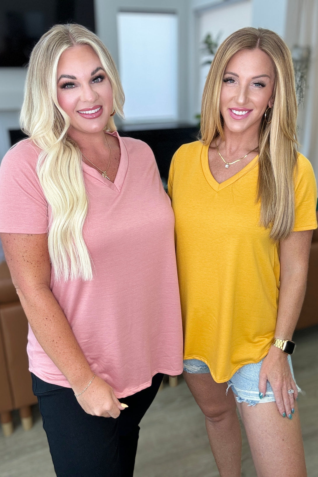 Heart and Soul V-Neck Top in Mustard - Lavish Fix