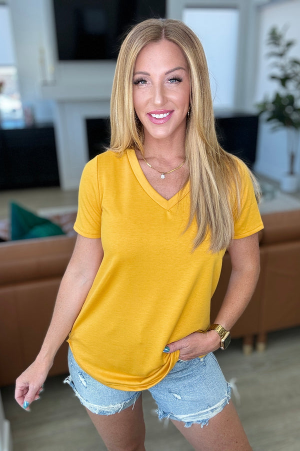 Heart and Soul V-Neck Top in Mustard - Lavish Fix