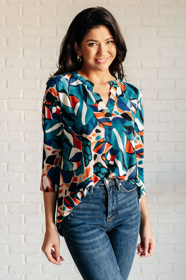 I Think Different Top in Abstract Teal - Lavish Fix