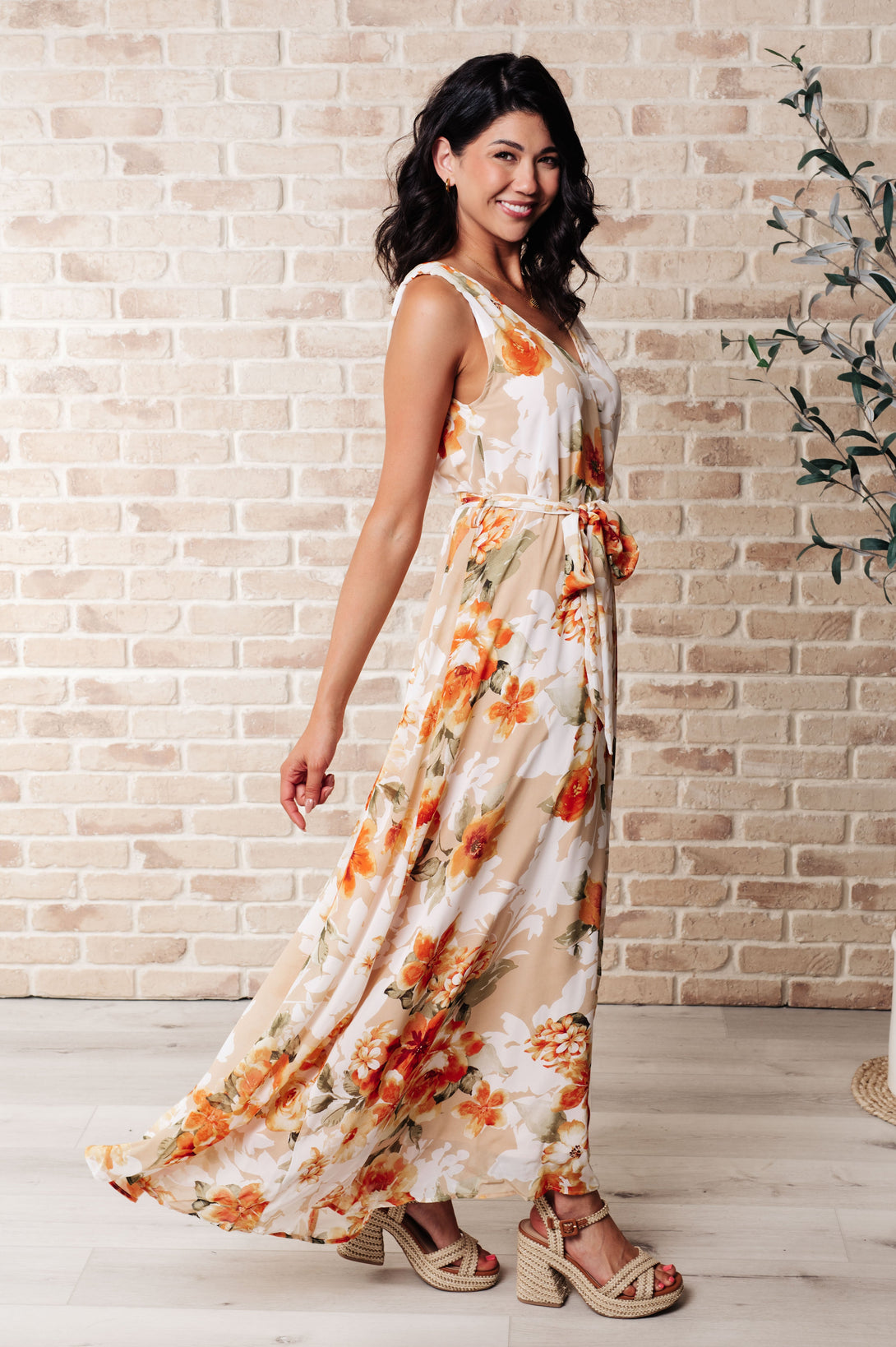 It's All Sunshine V-Neck Floral Dress in Orange - Lavish Fix