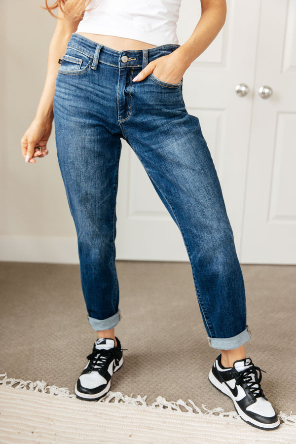 London Midrise Cuffed Boyfriend Jeans - Lavish Fix