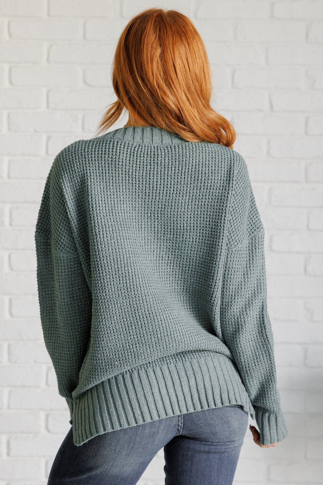 Lakeside View Drop Shoulder Sweater in Sage - Lavish Fix