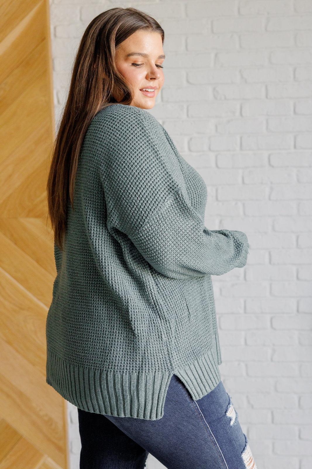 Lakeside View Drop Shoulder Sweater in Sage - Lavish Fix