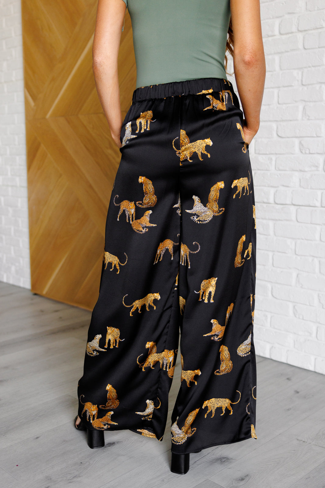 Legendary in Leopard Satin Wide Leg Pants - Lavish Fix