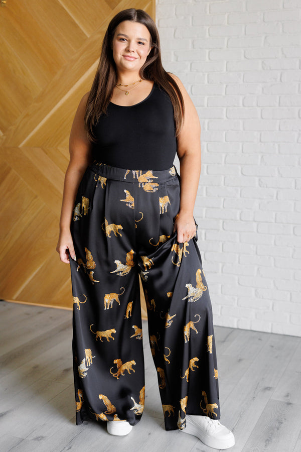 Legendary in Leopard Satin Wide Leg Pants - Lavish Fix