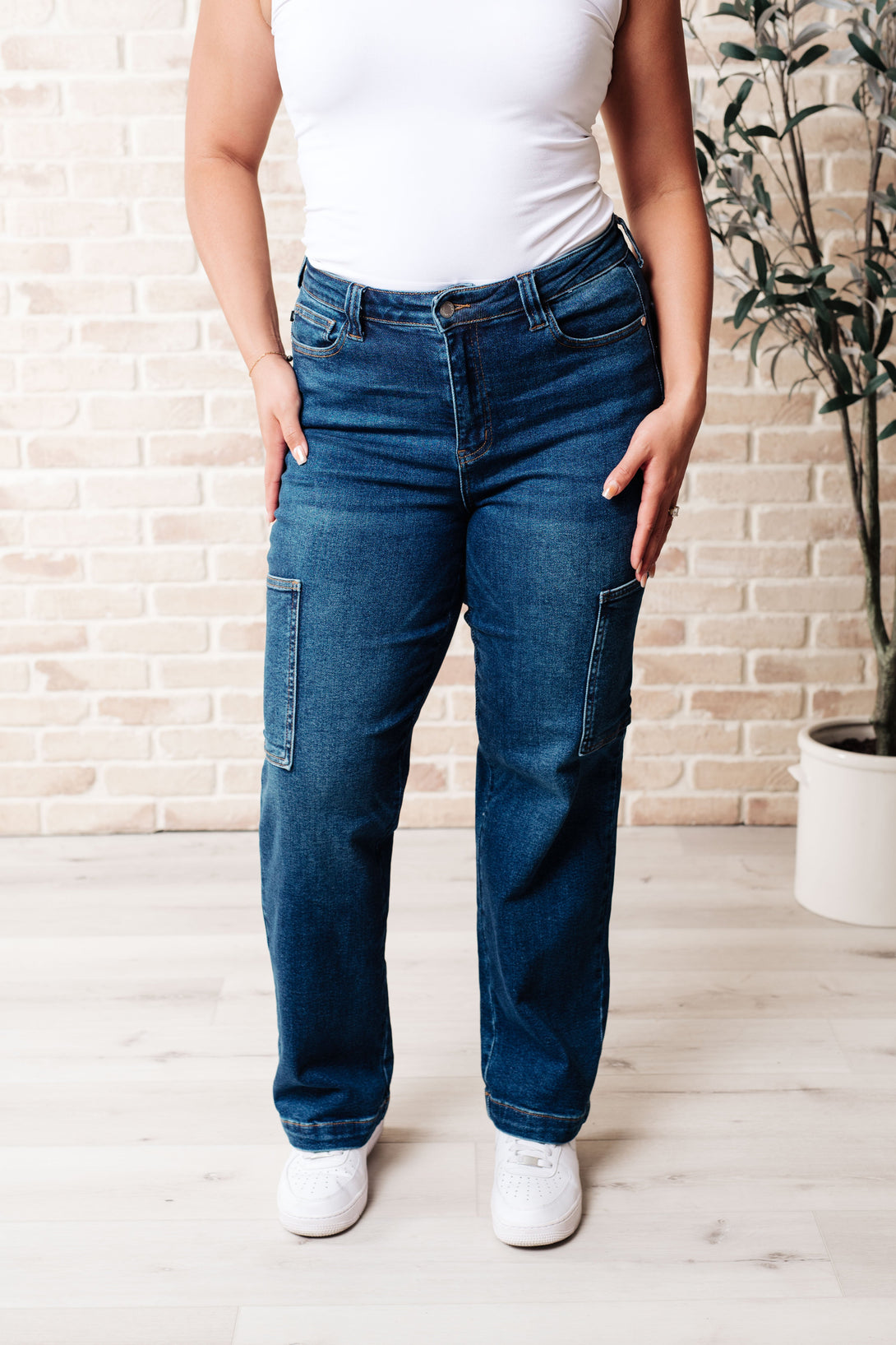 Leila High Rise Cargo Straight Jeans - Lavish Fix