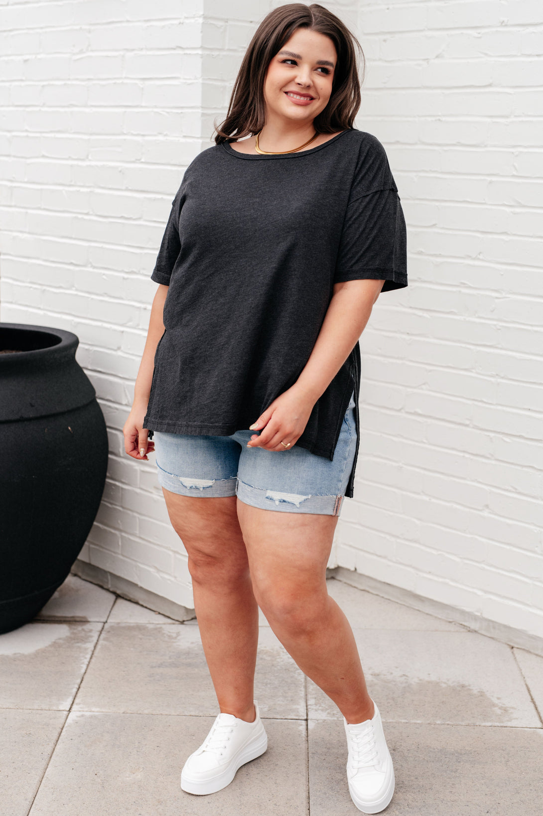 Let Me Live Relaxed Tee in Black - Lavish Fix