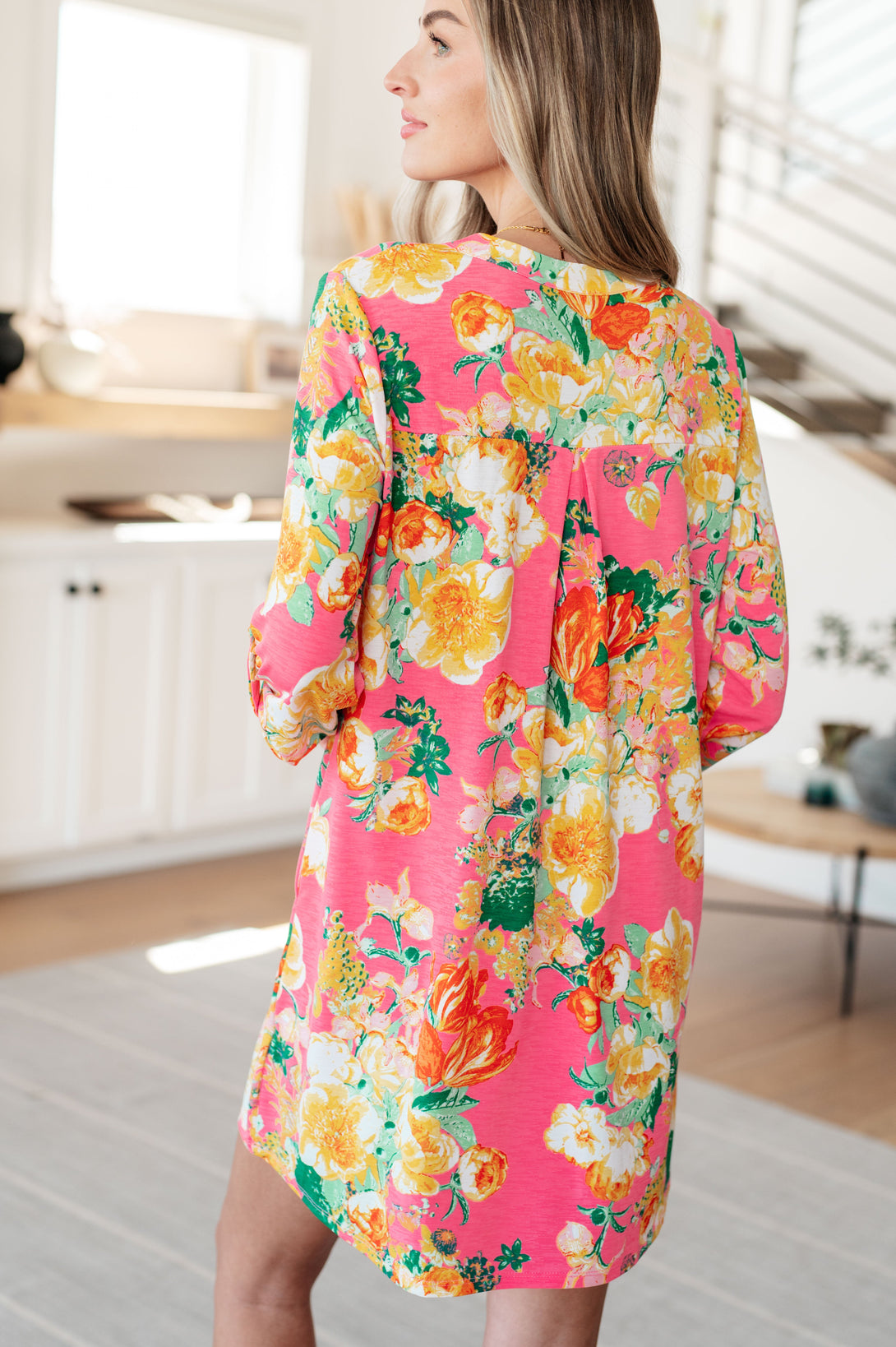 Lizzy Dress in Hot Pink and Yellow Floral - Lavish Fix