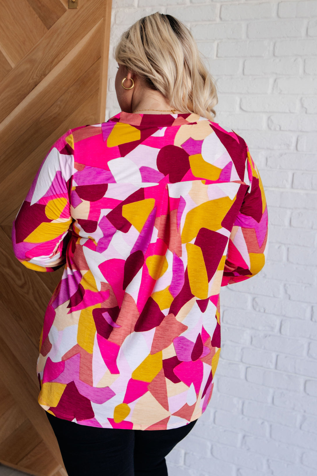 Lizzy Top in Magenta and Mustard Abstract - Lavish Fix