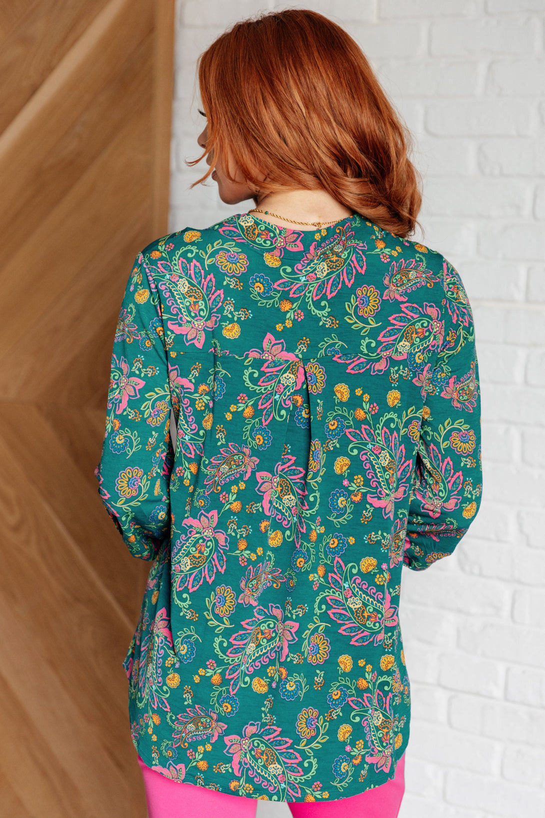 Lizzy Top in Teal and Purple Floral Paisley - Lavish Fix